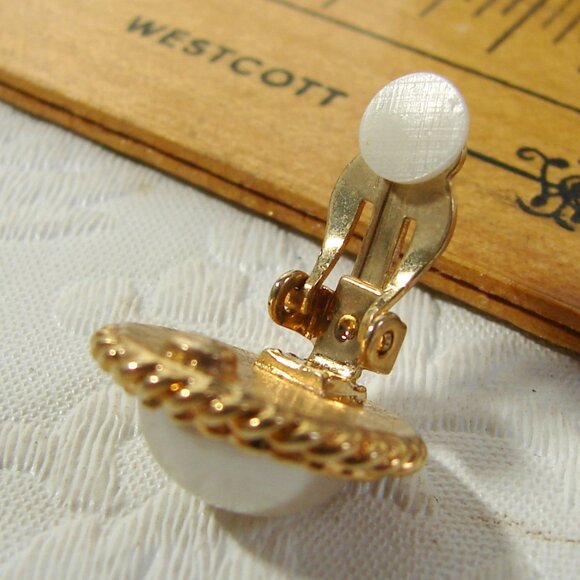Vtg Sarah B Studio 80s Clip-On EARRINGS x2 Pair: Faux Pearl & Hoop, MOC F97 - Picture 6 of 12